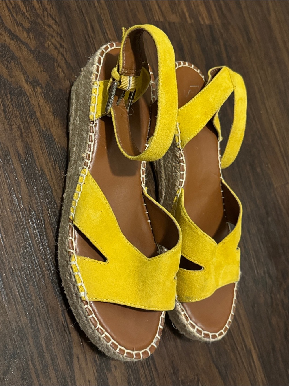 Franco Sarto Yellow Suede Espadrille Sandals - Picture 2 of 11